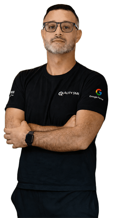 Quality SMI specialist holding a smartphone